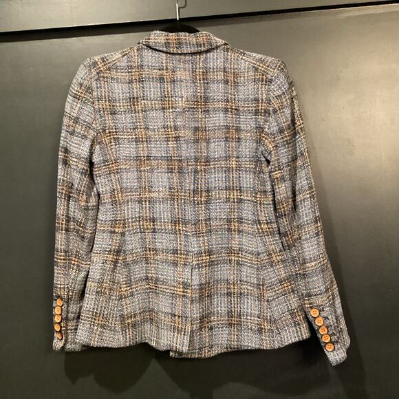 Veronica Beard Blue plaid tweed Miller Dickey Jacket double breasted cotton 4 - Picture 11 of 13